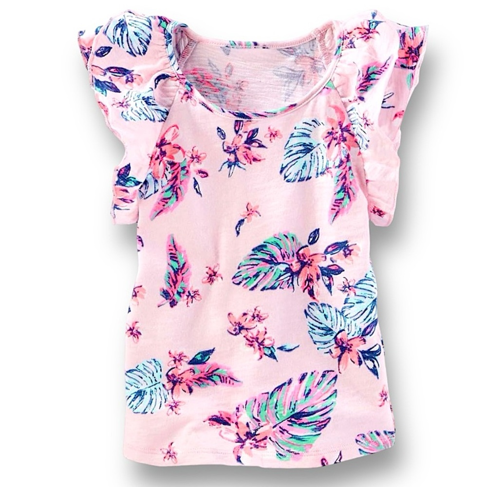 OshKosh B'Gosh Kids Girls Pink Floral Short Sleeve Top Size 6